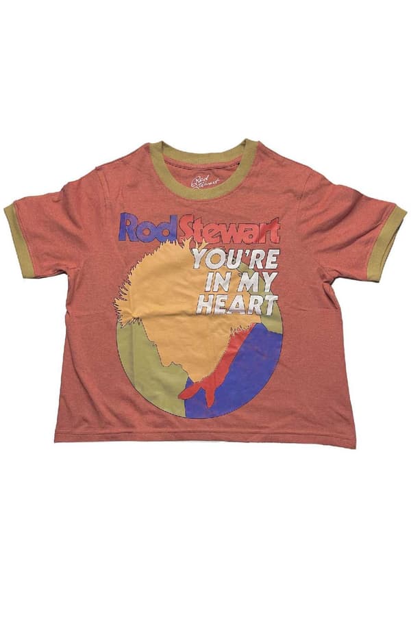 Rod Stewart Crop Top T Shirt In My Heart Logo Official Womens Orange