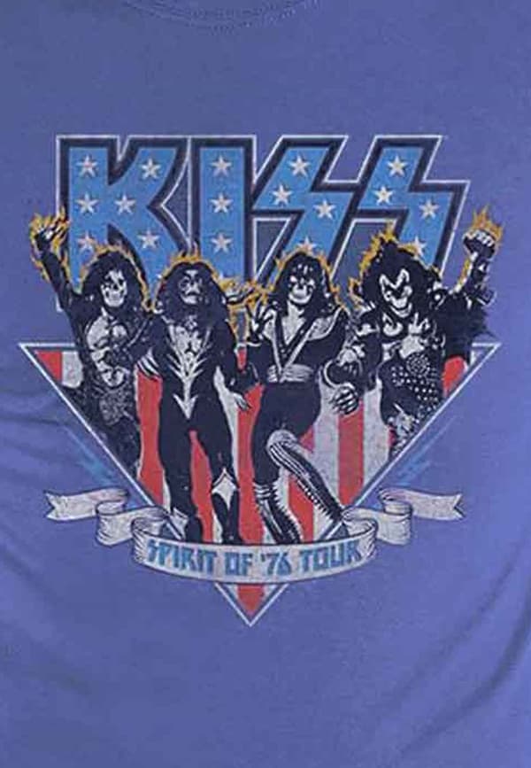 KISS T Shirt Americana Spirit of 76 Tour Official Mens Denim Blue