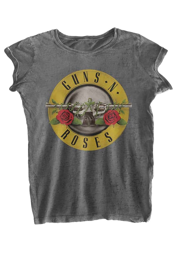 Guns N' Roses T Shirt Classic Logo Official Womens Charcoal Burnout Charcoal XL
