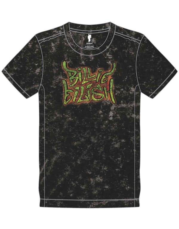 Billie Eilish T Shirt Graffiti Logo Official Unisex Black Snow Wash Black XXL