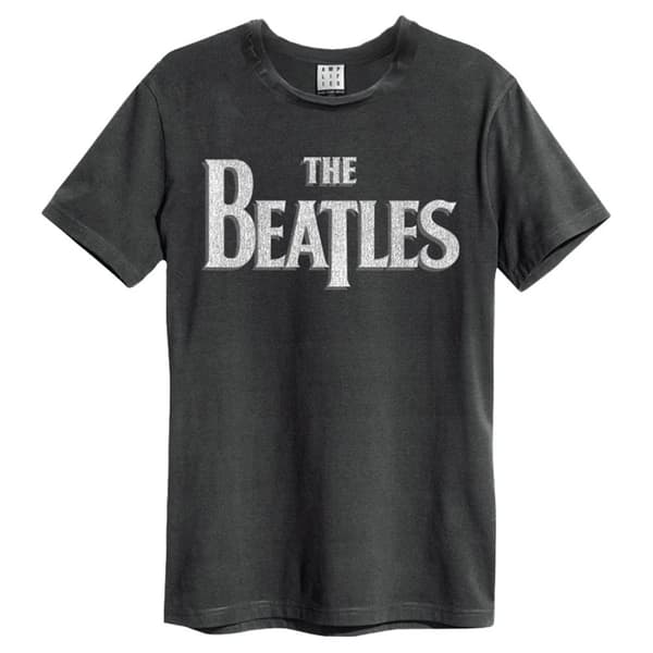 Beatles: Logo Amplified Vintage Charcoal Large T Shirt