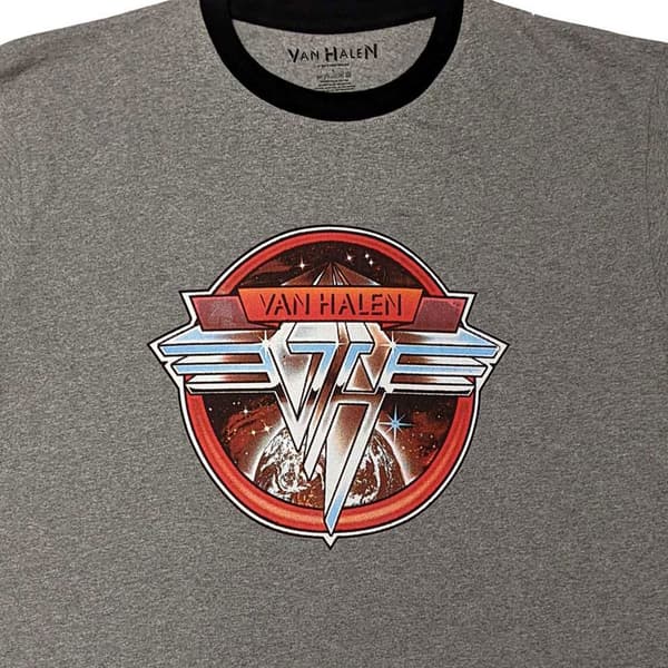 Van Halen Ringer T Shirt Circle Band Logo Official Unisex Grey