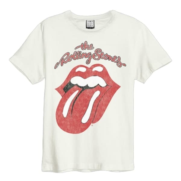 Rolling Stones: Vintage Tongue Amplified Vintage White Medium T Shirt