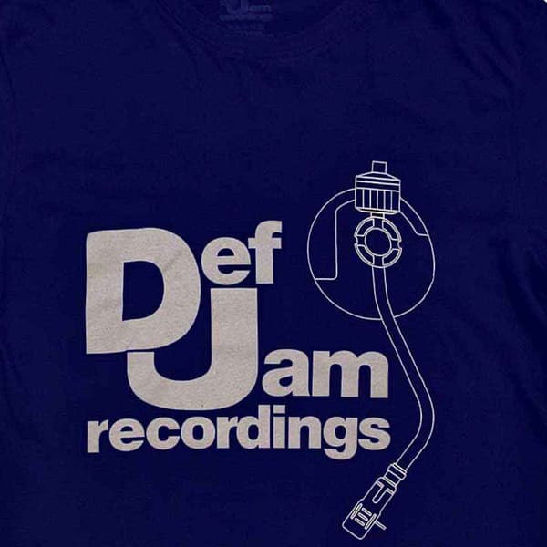 Def Jam Recordings T Shirt Logo and Stylus Official Mens Navy Blue