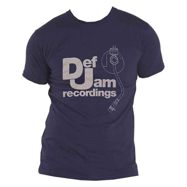 Def Jam Recordings T Shirt Logo and Stylus Official Mens Navy Blue