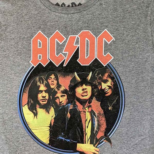 AC/DC Crop Top T Shirt Highway To Hell Circle Band Logo Official Womens Grey