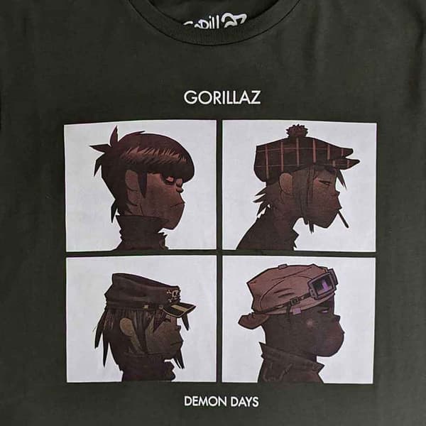 Gorillaz Crop Top T Shirt Demon Days Band Logo Official Womens Green