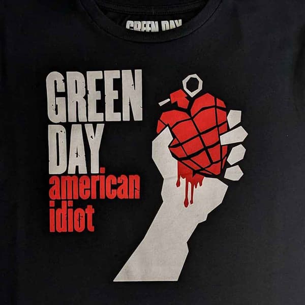 Green Day Crop Top T Shirt American Idiot Band Logo Official Womens Black