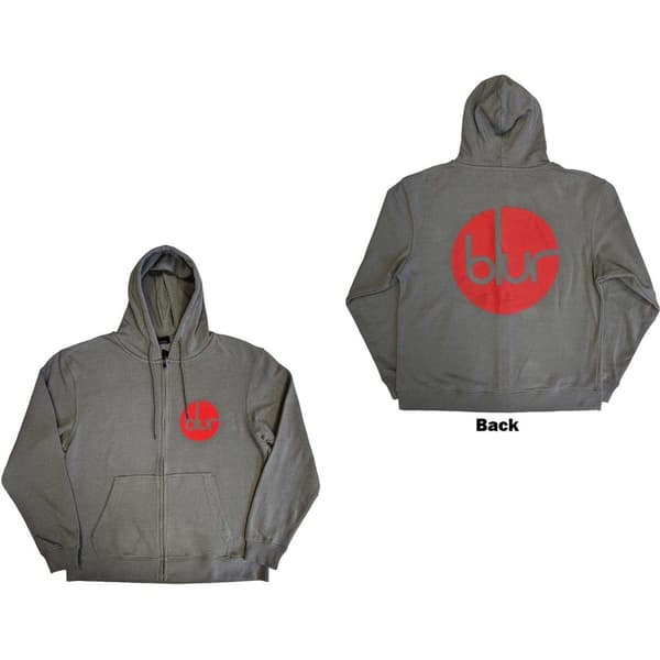 Blur Unisex Zipped Hoodie: Circle Logo (Back Print) (X-Large)