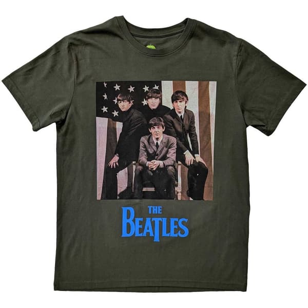 The Beatles Unisex T-Shirt: US Flag Photo (XX-Large)
