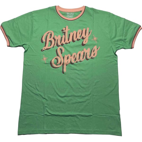 Britney Spears Unisex Ringer T-Shirt: Retro Text (Large)