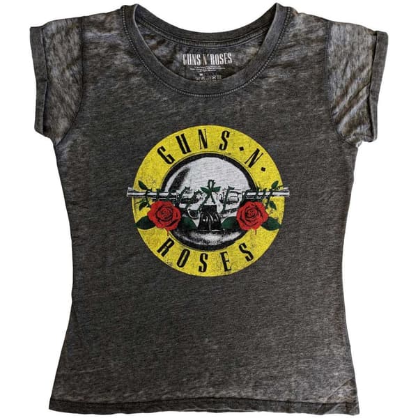 Guns N' Roses Ladies T-Shirt: Classic Logo (Burnout) (Medium)