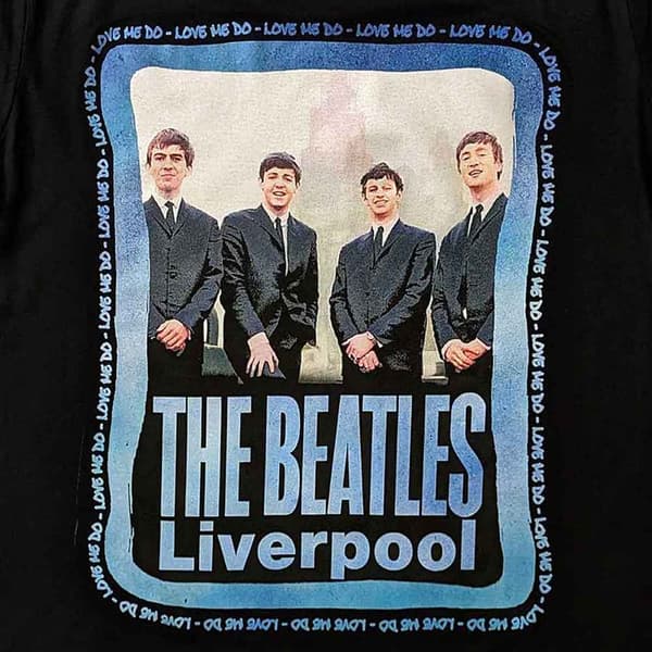The Beatles T Shirt Pier Head Frame Logo Official Unisex Black