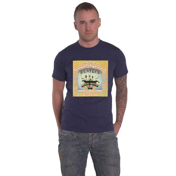 The Beatles T Shirt Magical Mystery Tour Album Cover Official Unisex Navy Blue