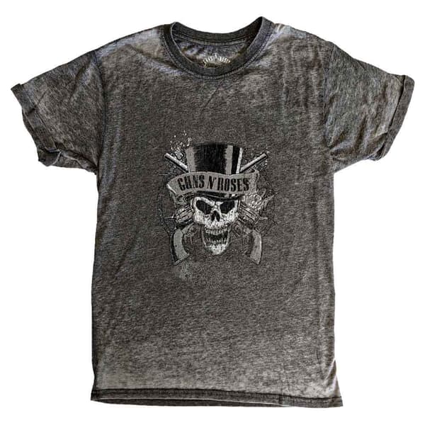Guns N' Roses T Shirt Faded Skull Official Unisex Charcoal Grey Burnout