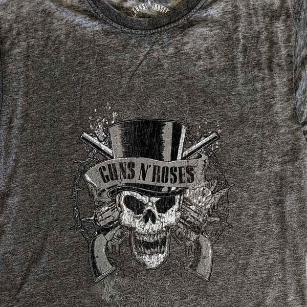 Guns N' Roses T Shirt Faded Skull Official Unisex Charcoal Grey Burnout