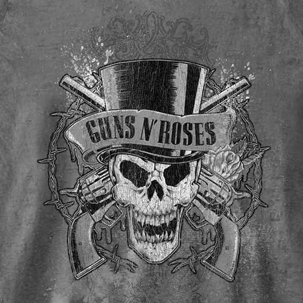 Guns N' Roses T Shirt Faded Skull Logo Official Womens Charcoal Grey Burnout