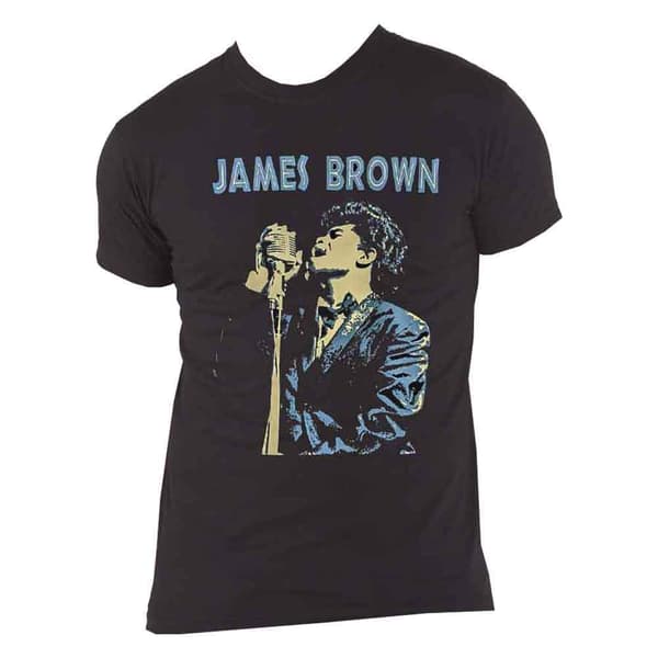 James Brown T Shirt Holding Mic Official Unisex Black