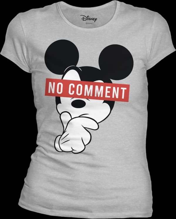 Disney - Mickey No Comment Grå T-shirt för Dam M