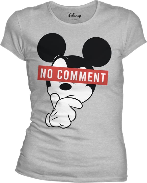 Disney - Mickey No Comment Grå T-shirt för dam XL