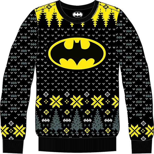 DC Comics - Svart och gul jultröja med Batman-logotyp XL
