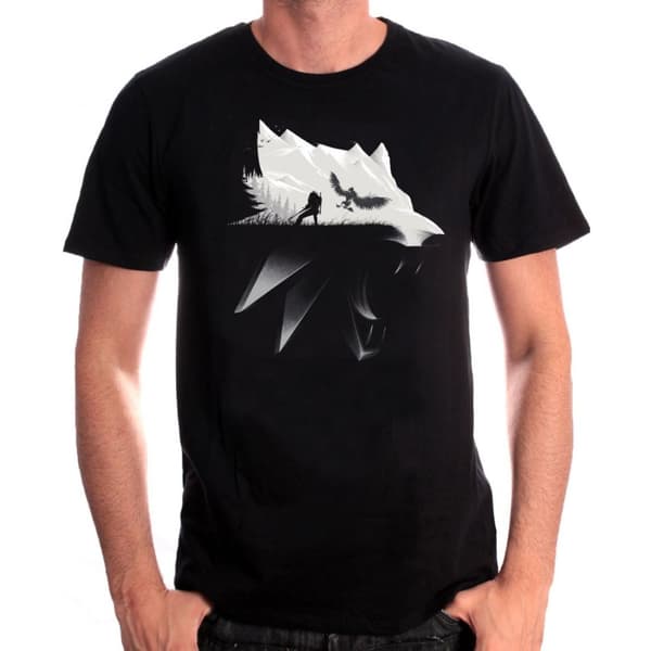 The Witcher 3 - Svart t-shirt med vargsilhuett - S