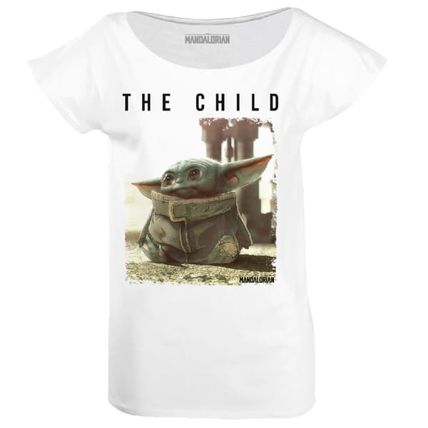 The Mandalorian - Vit T-shirt med The Child-logotyp för kvinnor - XL
