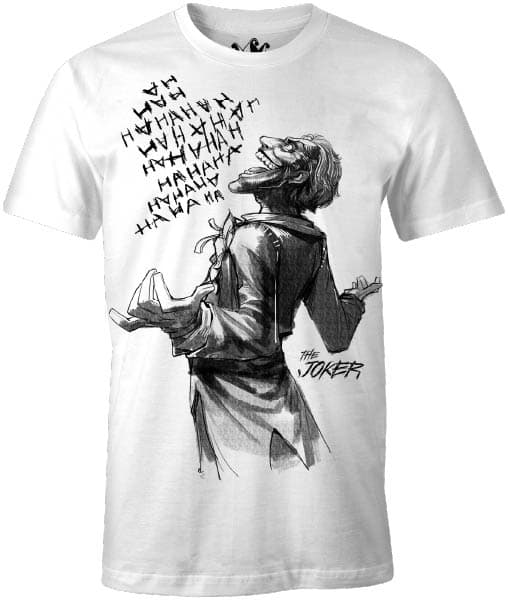 DC Comics - Batman - Vit T-shirt för herrar - Jokern skrattar - L