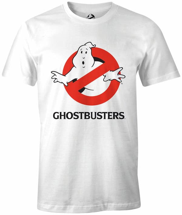Ghostbusters - Vit T-shirt med Ghost-logotyp för män - M