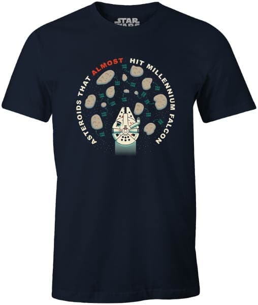 Star Wars - Marinblå T-shirt för herrar - Asteroider som nästan träffade milleniumfalken - XL