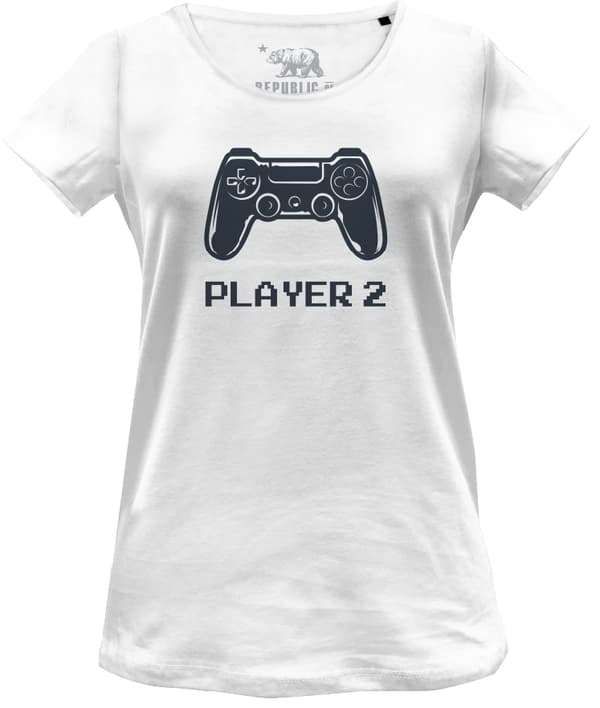 Gaming - Vit Player 2 T-shirt för kvinnor - L