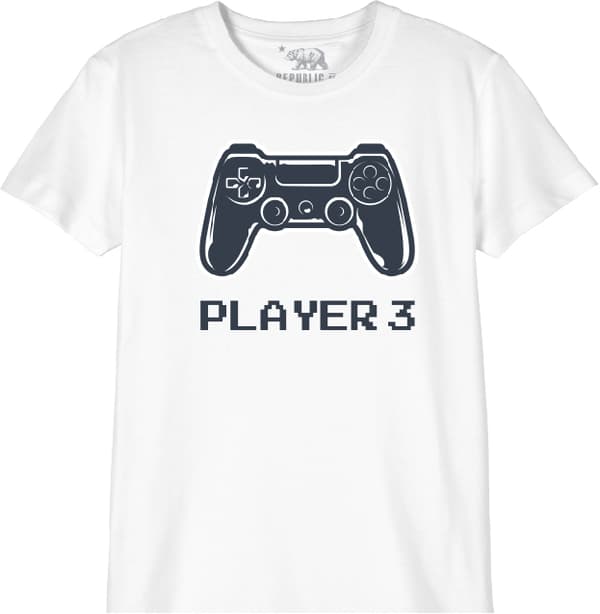 Spel - Gamer Vit T-shirt 3 - 12 år gammal