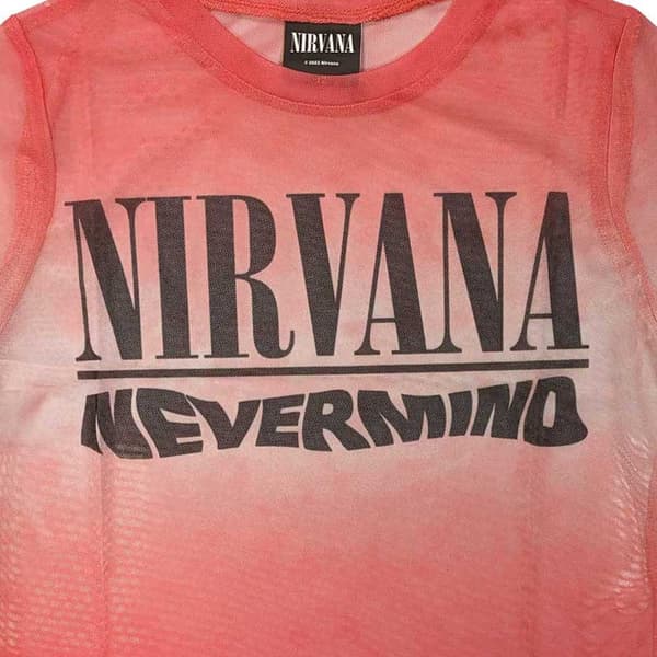 Nirvana Mesh Crop Top T Shirt Nevermind Wavy Logo Official Womens Pink