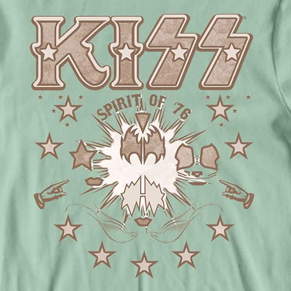 KISS Crop Top T Shirt Spirit of 76 Band Logo Official Womens Green