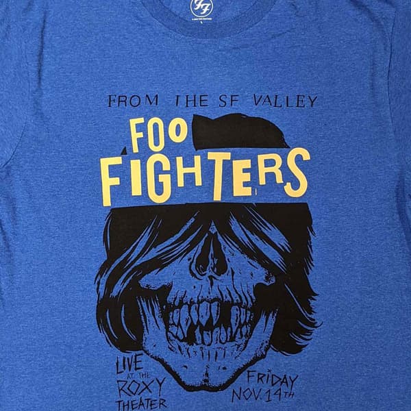 Foo Fighters T Shirt Roxy Flyer Band Logo Official Unisex Blue