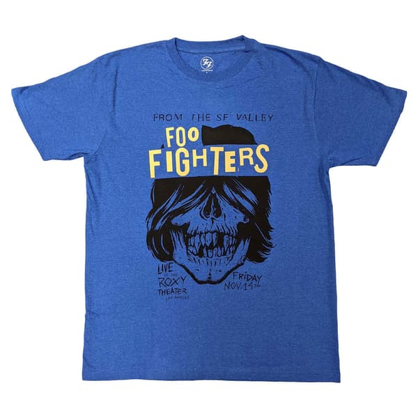 Foo Fighters T Shirt Roxy Flyer Band Logo Official Unisex Blue