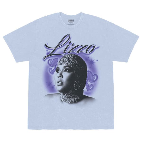 Lizzo T Shirt Special Hearts Airbrush Logo Official Unisex Blue