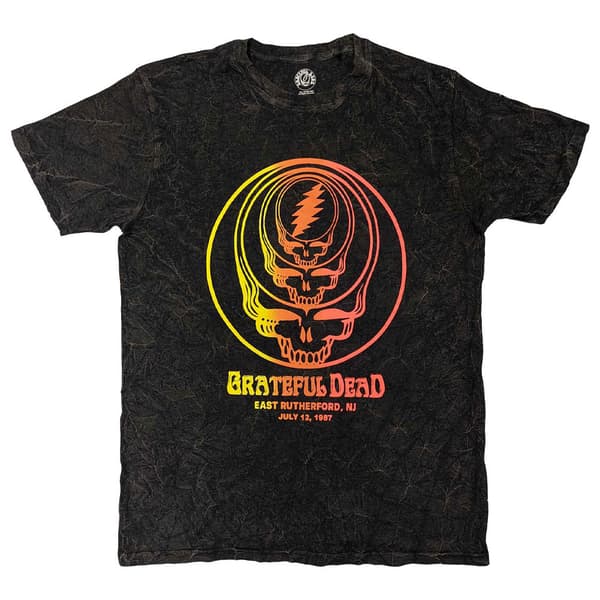 Grateful Dead T Shirt Concentric Skulls Official Unisex Dye Wash Black