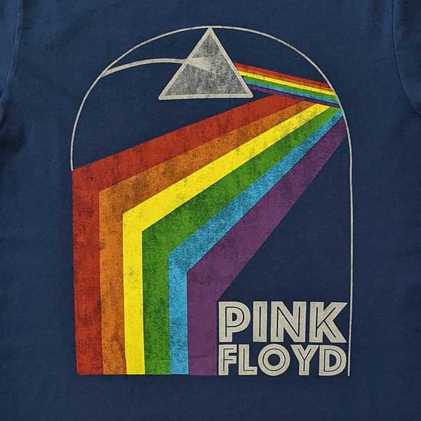 Pink Floyd T Shirt Prism Arch Band Logo Official Unisex Denim Blue