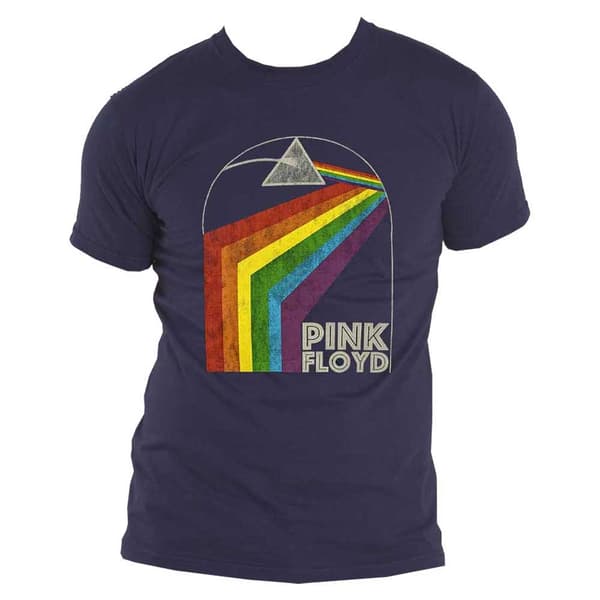 Pink Floyd T Shirt Prism Arch Band Logo Official Unisex Denim Blue