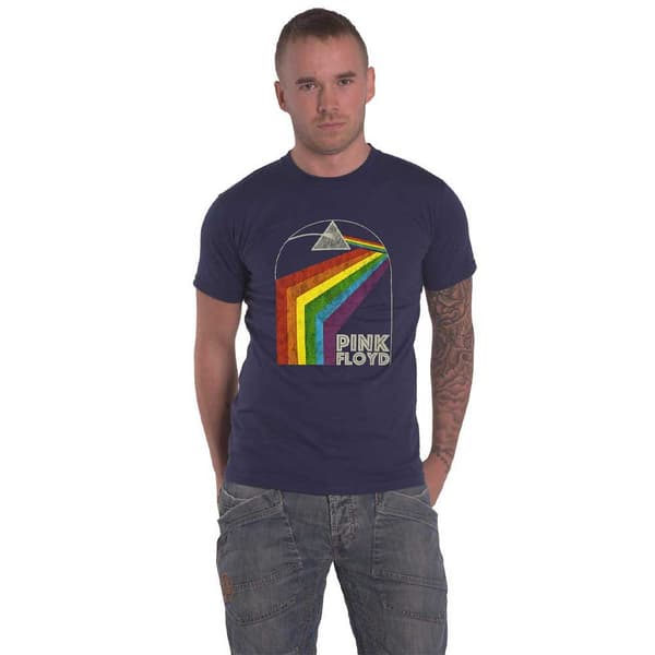 Pink Floyd T Shirt Prism Arch Band Logo Official Unisex Denim Blue