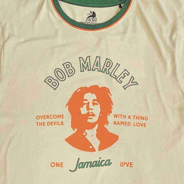 Bob Marley Ringer T Shirt Thing Called Love Official Mens Sand