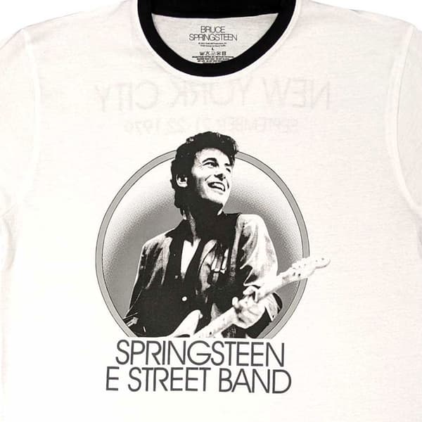 Bruce Springsteen Ringer T Shirt NYC Logo Official Unisex White