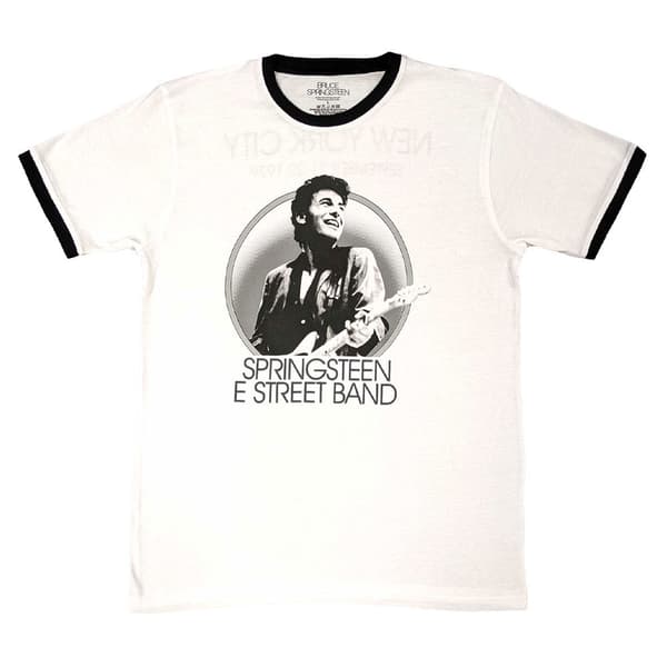 Bruce Springsteen Ringer T Shirt NYC Logo Official Unisex White