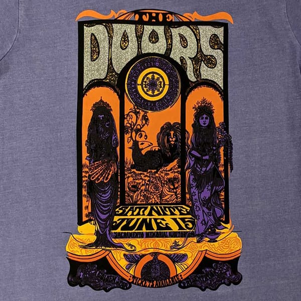 The Doors T Shirt Sacramento Band Logo  Official Unisex Embellished Purple