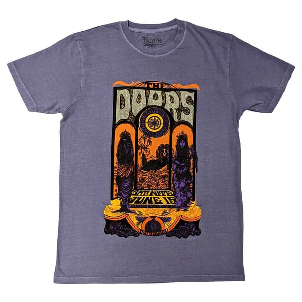 The Doors T Shirt Sacramento Band Logo  Official Unisex Embellished Purple Purple M