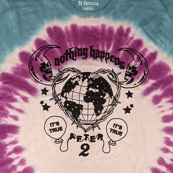 Ed Sheeran T Shirt Nothing Happens Official Unisex Dye Wash Blue