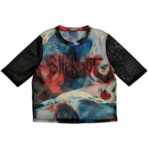 Slipknot Mesh Crop Top T Shirt The End So Far Face Official Womens Black