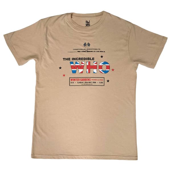 The Who T Shirt The Incredible Band Logo Official Unisex Sand
