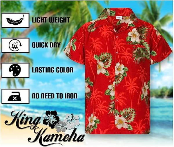 Hawaiiskjorta Röd XL KING KAMEHA